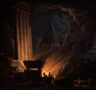 The Funeral Pyre by Joseph Wright of Derby